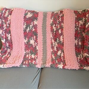Pink and Gray Textured Throw Blanket
